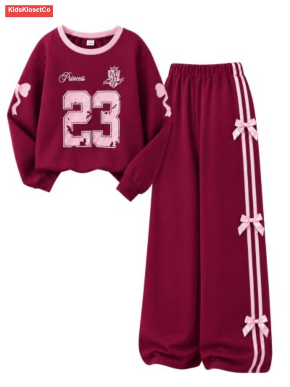 Girls Fall Winter Outfit Set Sweatshirt Wide Leg Pants 9-16Y
